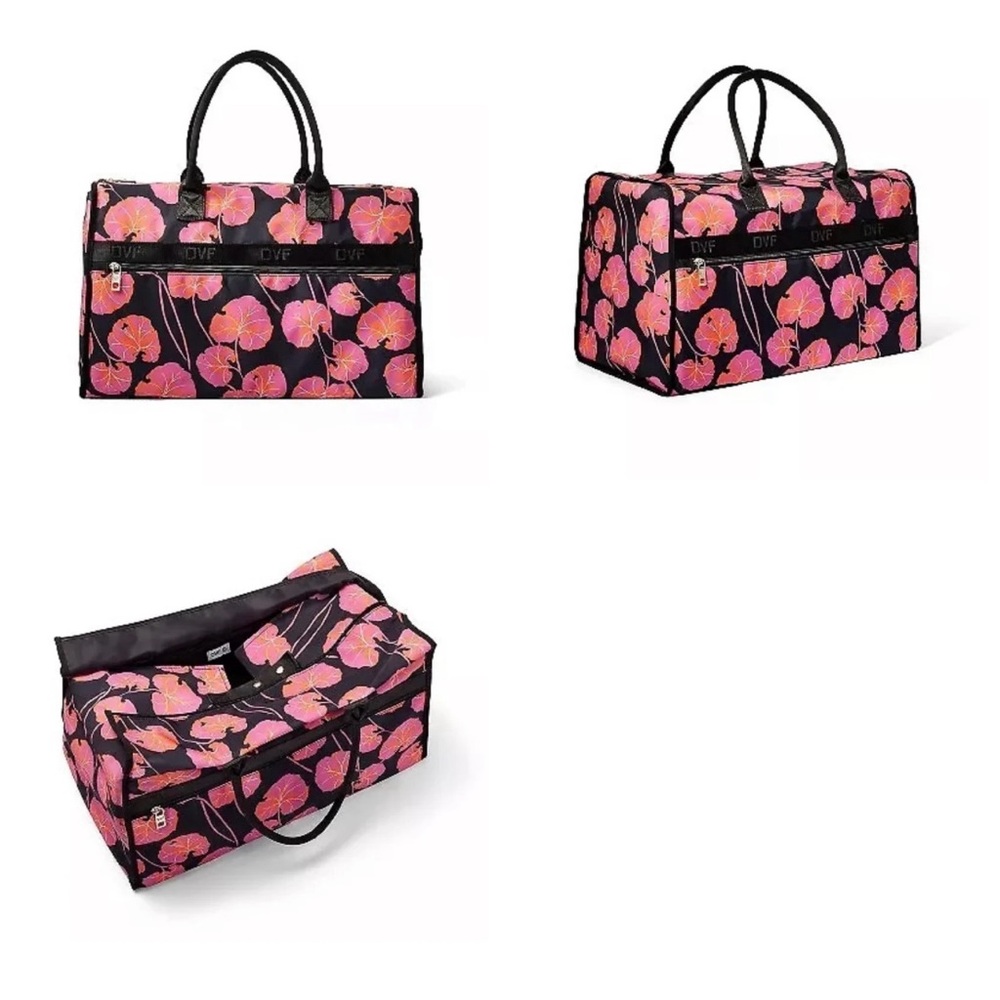New Diane Von Furstenberg x Target pink black geranium Weekender Travel Tote Bag